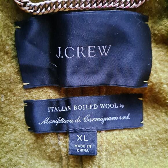 J. Crew Swingy Mock Neck Coat Italian Boiled Wool Full Zip Jacket Green Size XL - Picture 9 of 15